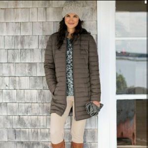 Taupe Puffer Jacket With Zipper & Pockets J.Jill